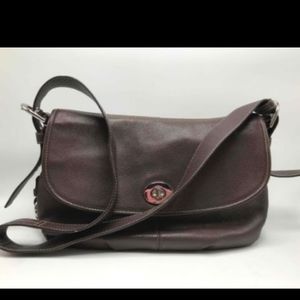 COACH 15170 Legacy Brown Leather Flap Turn Lock Crossbody Shoulder Bag